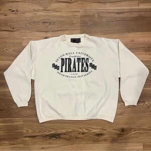 Vintage Seton Hall University New Jersey Crewneck Sweater White Large